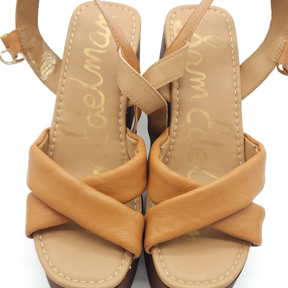 Sam Edelman Suzannah Tan Ankle Strap Open Toe Block Heel Platform Sandals Size 9 - Picture 10 of 11